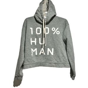 Everlane The 100% Human Typography Hoodie French Terry  XS Gray Boxy Long Sleeve